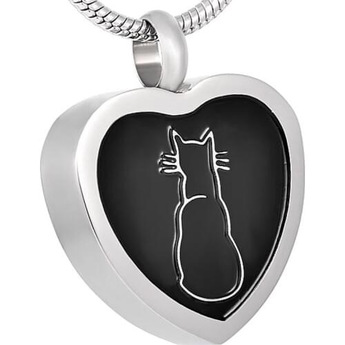 XWJ8091 Cat Engraving Heart Cremation Pendant Funeral Ashes Keepsake Hot Selling Pet Cremation Necklace Jewelry Free Filling Kit