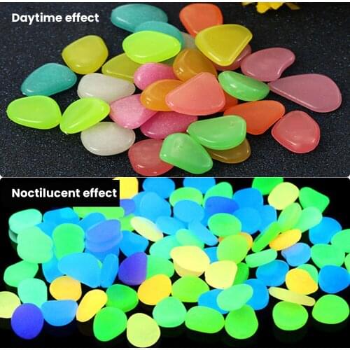 100pcs Artificial Noctilucent Stone Luminous Garden Landscaping Ornament Fish Tank Aquarium Decor Light-emitting Pebble Stone