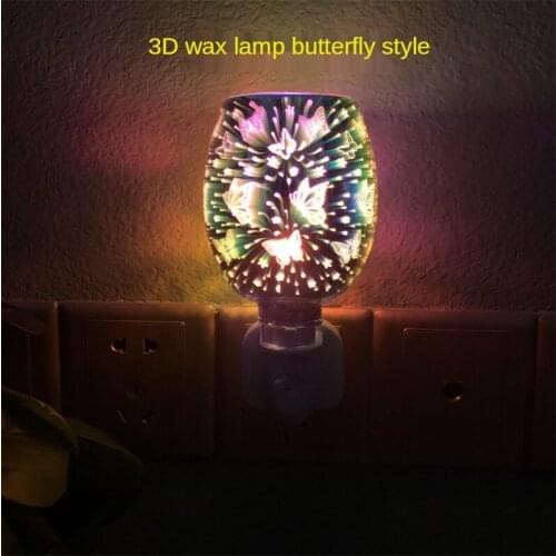 3D Aromatherapy Lamp Flameless Wax Melting Lamp Butterfly Cylinder Household Plug-in Night Light