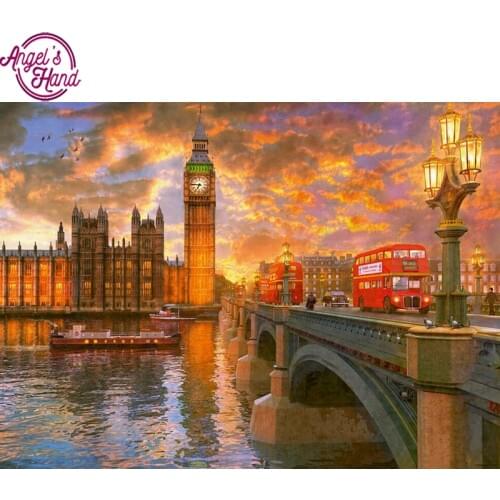 DIY Diamond Painting Red London Bus Decorative Picture of Rhinestone Mosaic Cross Stitch Diamond Pattern 5D Diamond Embroidery
