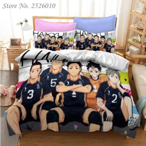 Anime Haikyuu 2/3pcs Bedding Set Suit Kid Quilt Cover 3D Printed Bed Child Spead Bedroom Bed Duvet Cover Bedclothes 05