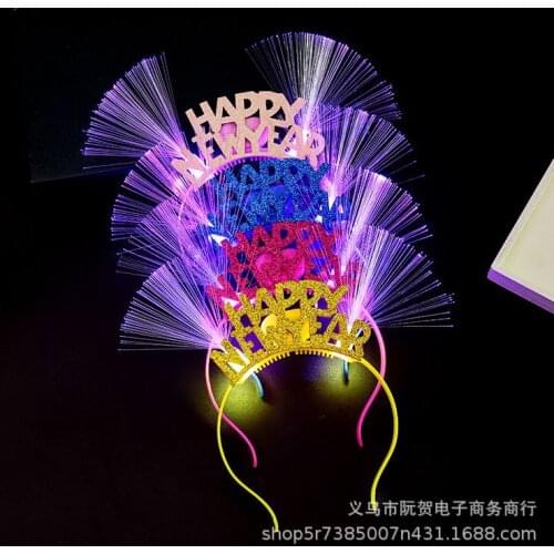 Shining New Year Headband Fiber Hair Bands HAPPY New Year Hair Accessories Hot Selling Stall Toy