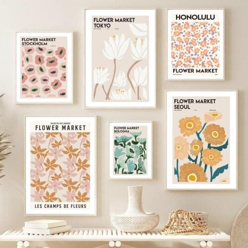 Flower Market Tokyo Illustration Abstract Wall Art Canvas Painting Nordic Posters And Prints Wall Pictures For Living Room Decor