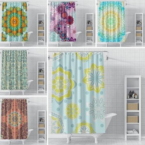 Mandala Flower Pattern Shower Curtains Bohemian National Waterproof Polyester Bathroom Decoration With Hook Customize Picture