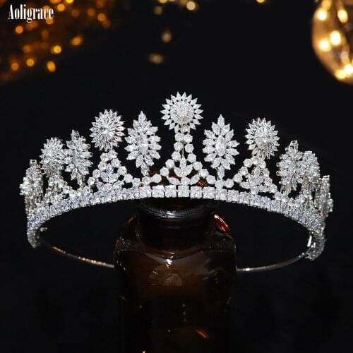 European Fashion Cubic Zirconia Wedding Bridal Tiaras Princess Crowns CZ Zircon Headpieces Sweet 16 Quee Hair Accessories