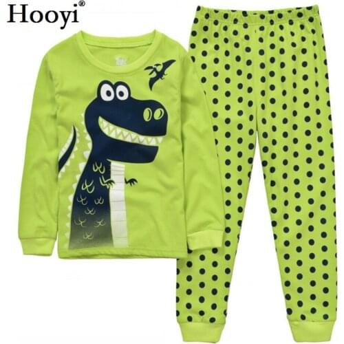 Dino Boys Sleepwear Suits 100% Cotton Long Children Clothes Sets Motor T-Shirts Pants 2-Pieces Sets Kid Pyjamas 2 3 4 5 6 7 Year