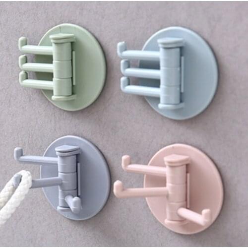 Good Home Helper, Seamless Paste, 3-Branch Rotating Hook, Kitchen Bathroom Wall Hook, Home Plain Hook, Nail-Free Sticky Hook