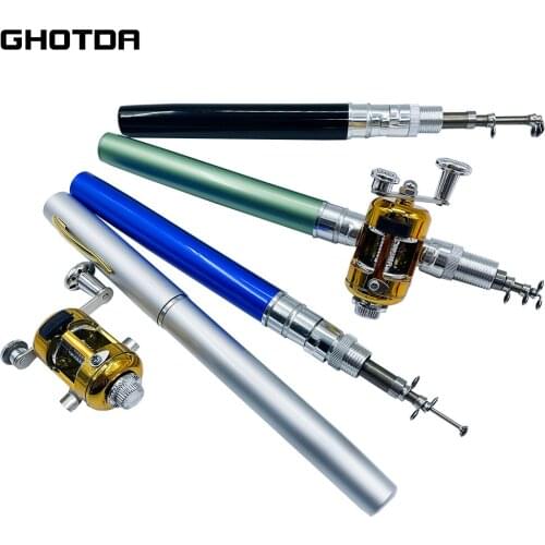 Mini Pocket Pen Shape Aluminum Alloy Fishing Rod Portable Baitcasting Rods Pole + Fishing Reel Set Combos Pesca