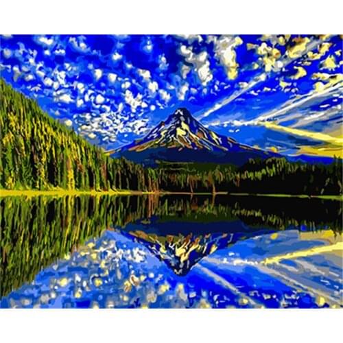 DRAWJOY Seascape Canvas Painting By Numbers Framed Wall Pictures DIY Canvas Oil Painting Home Decor For Living Room