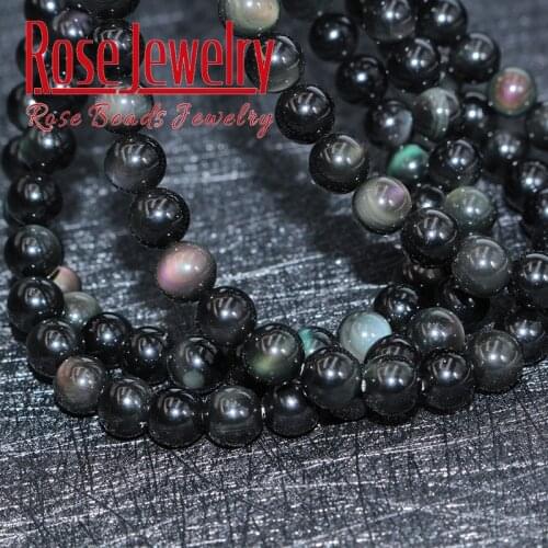Natural Stone Rainbow Obsidian Round Loose Beads Obsidian Beads 4-16MM Fit Diy Charm Bracelet Beads For Jewelry Making Accessory