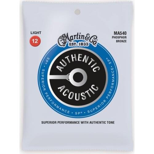 MartinGuitar MA540 SP Phosphor Bronze Authentic Acoustic Guitar Strings Light 12-54