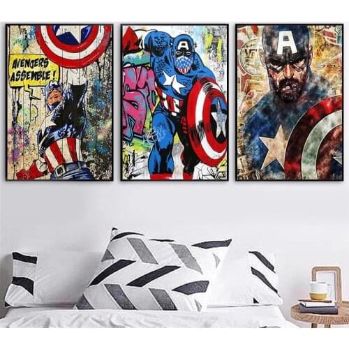 Marvel Avenger Captain America Comics Posters Superhero Character Prints Canvas Painting Wall Art for Living Room Decoration