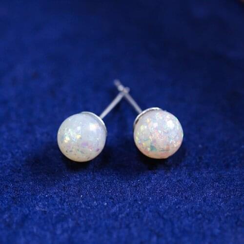 Fashion Round White Fire Opal Stud Earrings For Women Charm Jewelry Elegant Color Cute Earrings Femme Bijoux L2X702