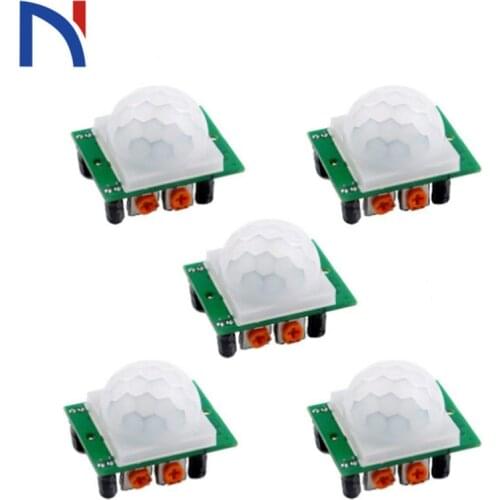5Pcs Motion Sensor Module SR501 HC-SR501 Blue Green Adjust IR Pyroelectric Infrared PIR Motion Sensor Module For Arduino DIY KIT