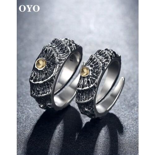 National standard 925 sterling silver male meteorite handmade couple ring