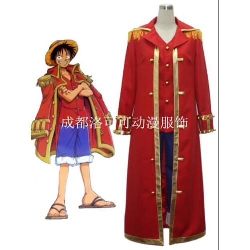 Customizable Anime One Piece Cosplay Monkey D Luffy Red Cloak Set Cos Halloween Party High Quality Costume For Men/Women