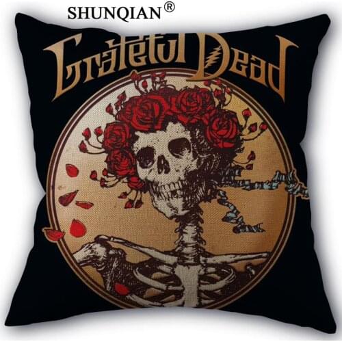 Custom Grateful Dead Pillowcase Cotton Linen Fabric Home Textile Square Pillowcase 45X45cm Wedding Decorative No Fade