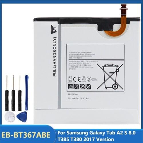 Original Replacement Tablet Battery EB-BT367ABE For Samsung Galaxy Tab A2 S 8.0 T385 T380 2017 Version 5000mAh With Free Tools
