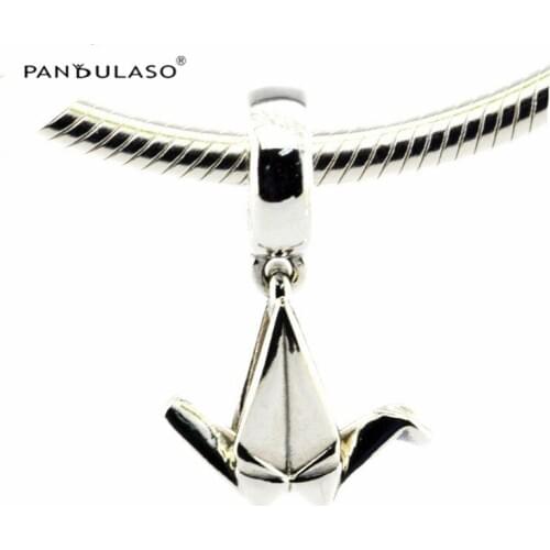 Origami Crane Silver Dangle Charms For Jewelry Making Fits Original Charms Bracelets For Woman DIY Sterling Silver Jewelry Beads