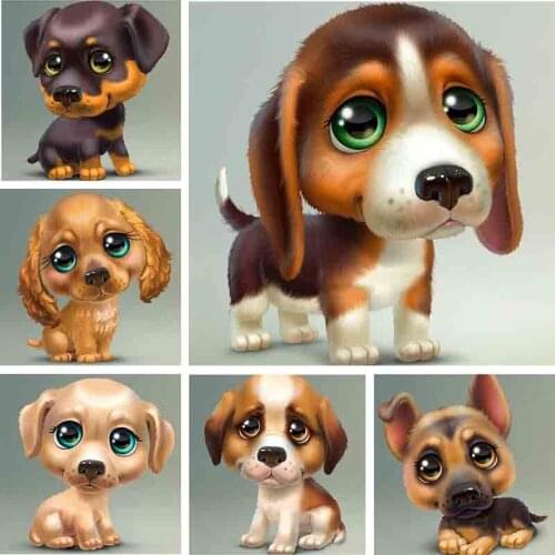 Full round Diamond Embroidery aniaml 5D DIY Diamond Painting Cartoon big eye dog Diamond mosaic Cross Stitch Home Decor WG840