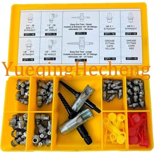 Complete Grease Fitting Replacement Kit Includes Most Common Sae and Metric Zerks, Multi-Tools Fitting Caps
