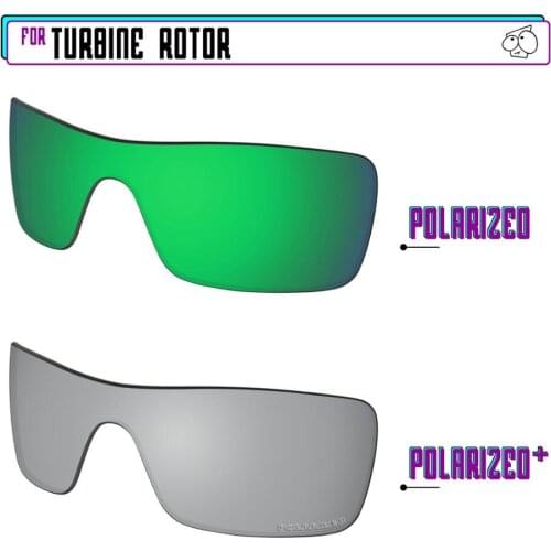 EZReplace Polarized Replacement Lenses for - Oakley Turbine Rotor Sunglasses - SilverP Plus-Green P