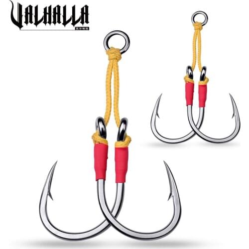 VALHALLA 40 Pairs/Set Fishing Hooks Slow Jigging Cast Assist Hook 1/0#-13/0# High Carbon Steel Barbed Single Jig Hooks Pesca