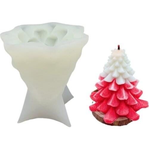 Sawtooth Christmas Tree Shape 3D Candle Epoxy Resin Mold Aromatherapy Plaster Silicone Mould DIY Crafts Ornaments Casting T84A