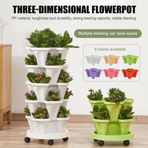 Stack-Up Type Stereoscopic Flower Pot Plastic Stackable Vertical Flower Plant Pot For Garden Home C1