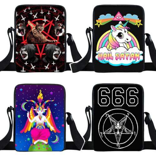Hail Satan / Baphomet / 666 Mini Messenger Bag Small Crossbody Bags for Travel Women Handbag Ladies Shoulder Bag Bookbag Gift