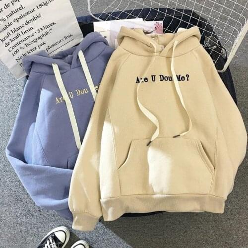 Hoodies Women Winter Elegant Trendy Leisure Hooded Solid Womens Pullover Students Letter Printed Long Sleeve Ladies Sweatshirts