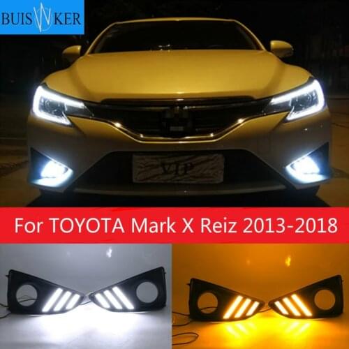 Turn Signal Flashing Car LED Day Light 12V Daytime Running Lights DRL for TOYOTA Mark X Reiz 2013-2018 Fog Lamp