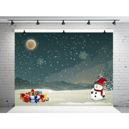 VinylBDS Christmas Backdrops Photography Night Sky Background Photo Snowman Box Washable Backgrounds For Photo Studio Christmas