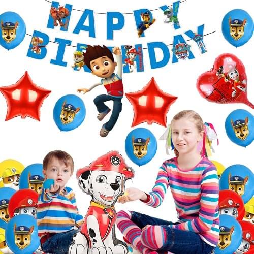 Paw Patrol dog air Ballons Wall Stickers Happy Birthday Decoration For Kids Toys Pat Patrouille Balloon Boy Girl Creative Gifts