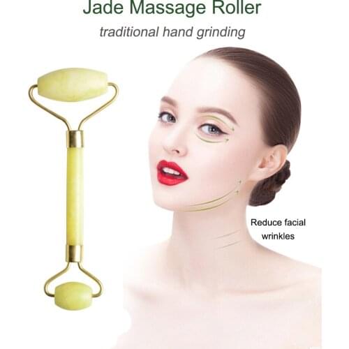 Facial Jade Massage Roller Set Guasha Board Double Heads Jade Roller Natural Stone Massager Slimming Board Beauty Neck Lift