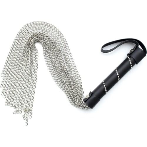 Leather Whip Sex Toy Adult Game Sexy Spanking Paddle Whip Slave Flogger Flirt Sex Product For Couple Erotic Metal Chian Whip