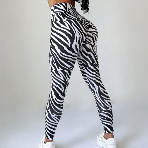Zebra Stripes Print Yoga Pants Women Hip Push Up Running Fitness Yoga Pants High Wasit Leggings Long Pants Штаны Женский #T2G