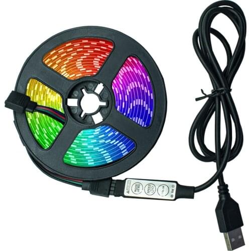 1-5M LED Light Strips USB Powered TV Background Wall Lighting Flexible Lamp 3 Key Control Neon Light Luminous String for Bedroom