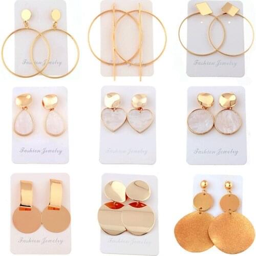 2021 Hot Sale Earring Combo Set Sequin Circle Geometric Studs Acrylic Black Vintage Earrings E-077