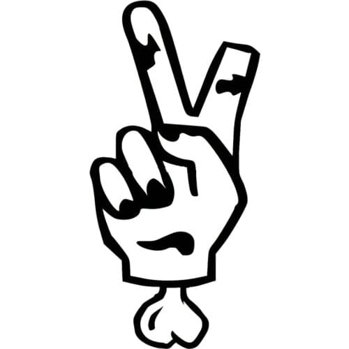 6.9cm*14cm Cartoon Interesting Zombie Peace Sign Response Walking Dead Vinyl Decals Black/Silver Car Sticker