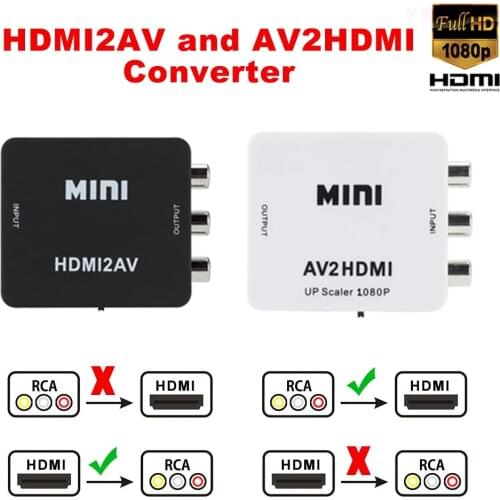 RCA AV/CVSB L/R Video to HDMI-compatible AV Scaler Adapter HD Video Converter Box 1080P Support NTSC PAL