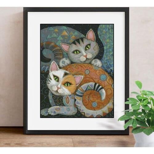 Diamond Painting Cartoon Picture of Rhinestone Cross Stitch "Abstract Cat" Mosaic 5D Diy Diamond Embroidery Wall Decor