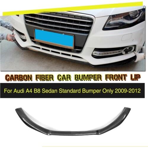Car-Styling Carbon Fiber Auto Front Bumper Lip Spoiler Chin Splitters for Audi A4 B8 Standard Bumper 2009 - 2012