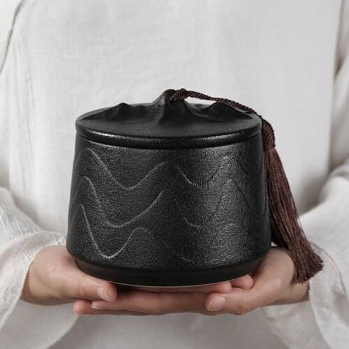 Large Ceramic Tea Caddy Puer Cofee Sugar Seal Small Portable Travel Moisture Proof Tea Box Storage Gift Theedoos Teaware DF50CY