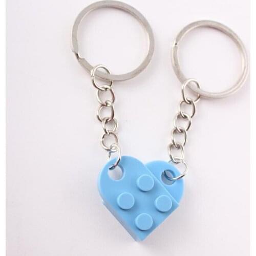 Blue Punk 2Pcs Heart Brick Couples Love Keychain Key Chain Key holder For Lover Women Men Friendship Valentines BBF Gift Jewelry