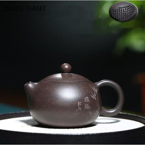 Yixing Tea Pot Purple Clay Xishi Teapots Raw ore Black gold purple sand kettle Customized gifts Authentic ball hole filter 170ml