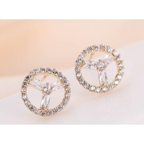 DE170 Fashion Exquisite Elegant 4A Zircon Geometry Circular Ring Ear Stud GIRLS Gift Party WOMENS Jewelry Earrings 2021