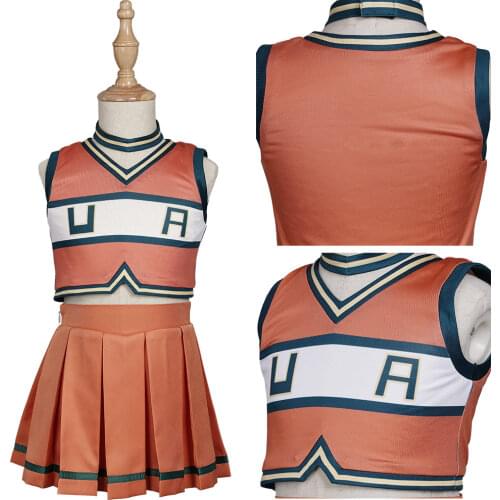 Kids Children My Hero Academia Cheerleader Uniform Asui Tsuyu Cosplay Costume Outfits Halloween Carnival Suit