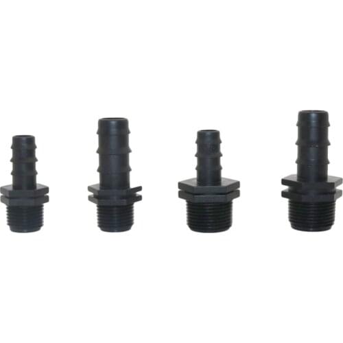 DN16, DN20 Hose Straight Connector with 1/2" 3/4" Male Threaded Garden Agriculture Drip Irrigation Fittings 5 Pcs