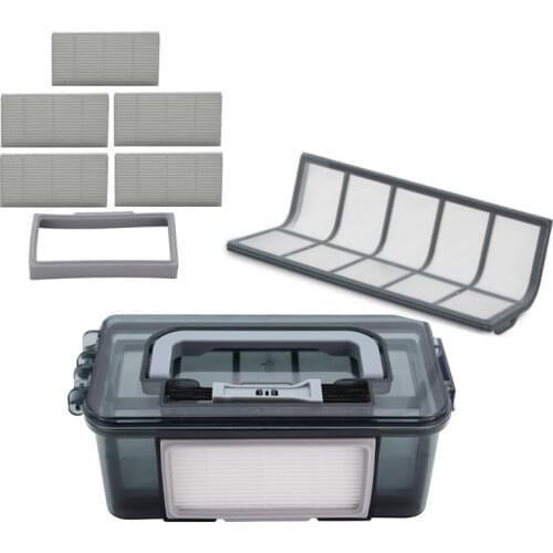 Dust Box HEPA Filter Frame Rubber Seals Pre-Filter Net for Vileda VR 302 Robotic Vacuum Cleaner Spare Part Accessories Dust Bin